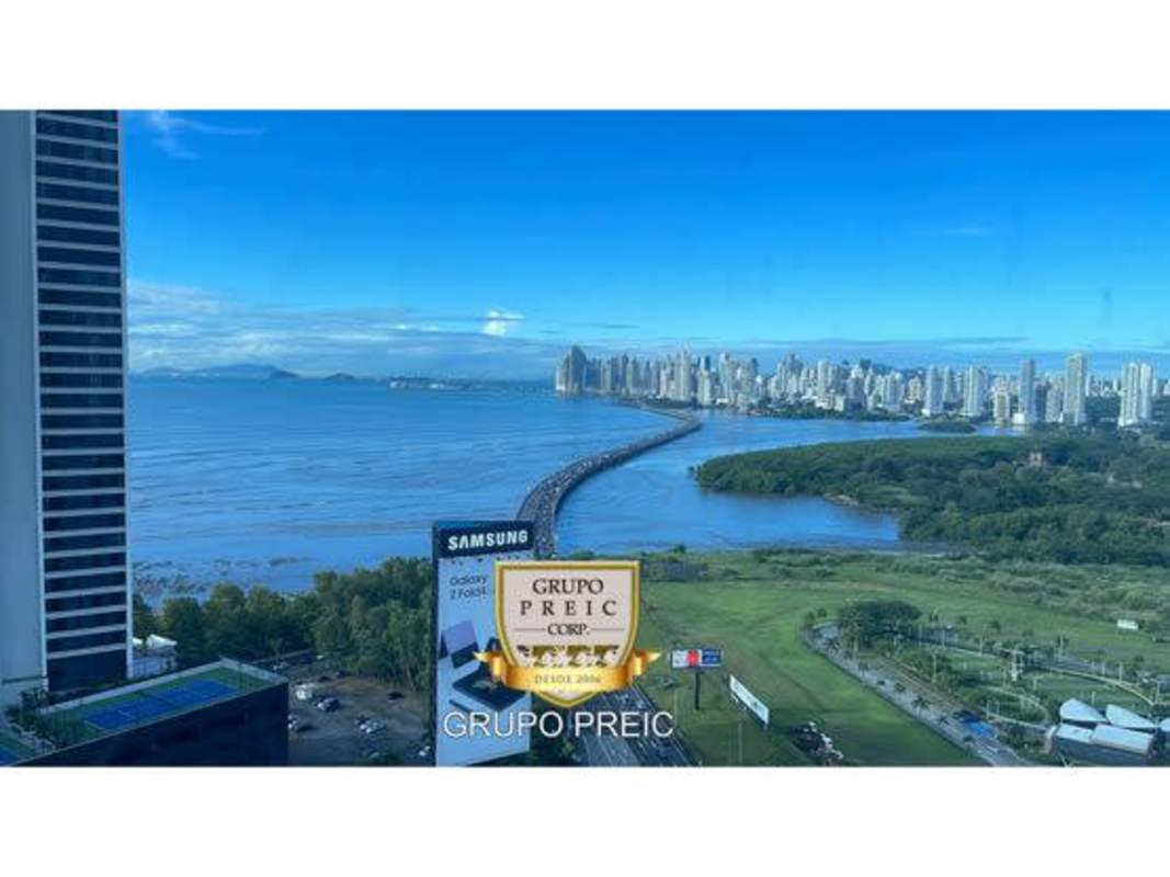 Skyline and coastal views from furnished apartment in PH Regent Costa del Este Panama
