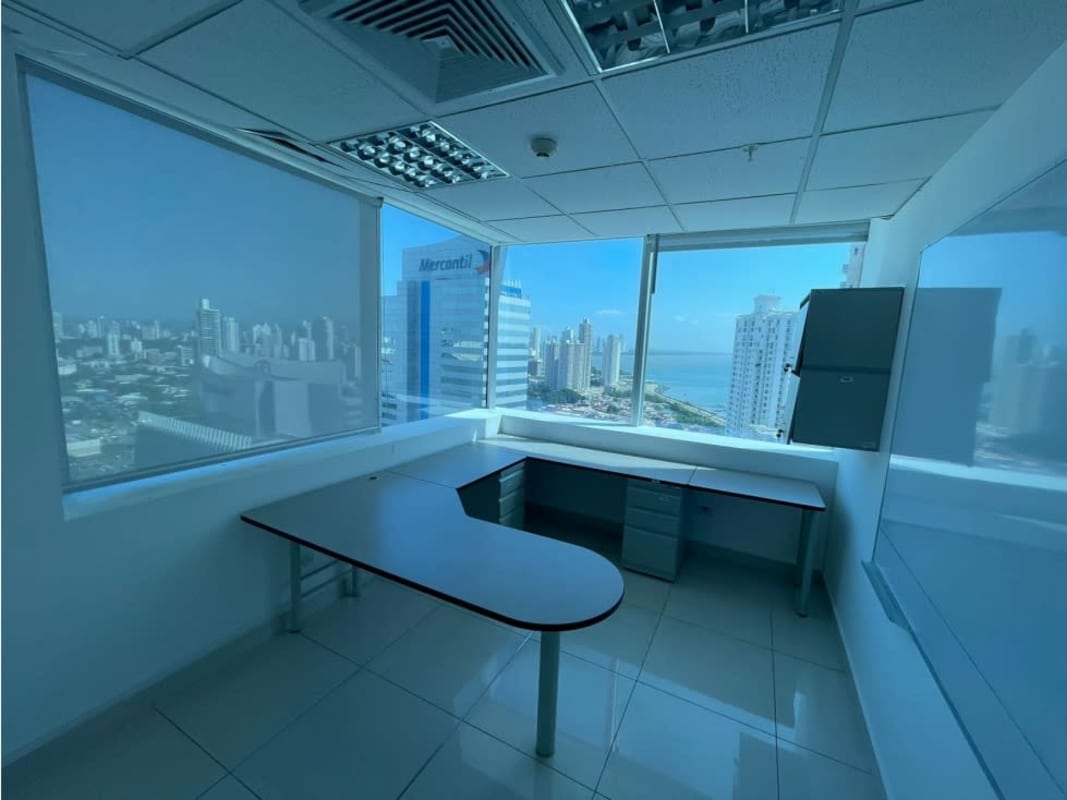 Bright furnished corner office with panoramic ocean and skyline views Punta Pacifica Panama