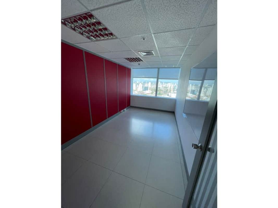 Corner office with ocean and skyline views, natural light, at Oceania Business Plaza in Panama City