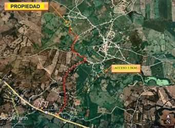 Satellite image showing access route and surroundings of farm in Santa Ana Los Santos Panama