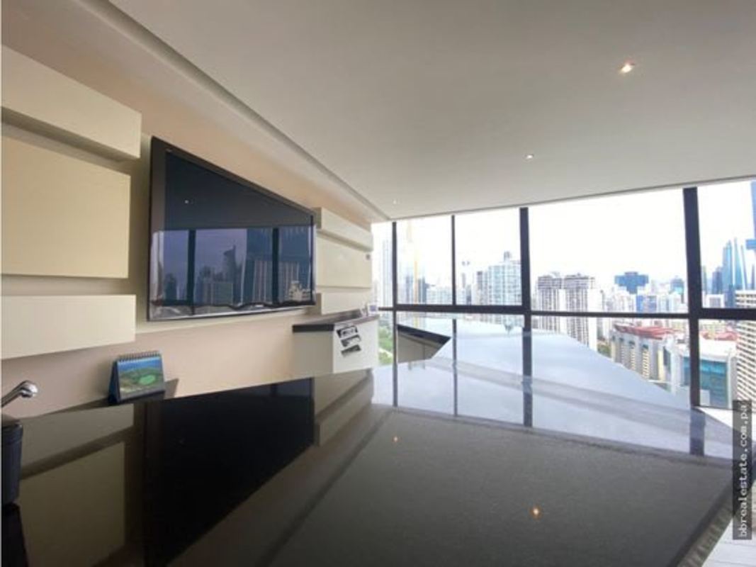 European kitchen cabinets marble counters built-in appliances in Golden Palace Punta Paitilla Panama