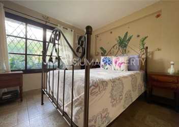 Warm bedroom with wood walls, large windows and nature view in mountain home Panama