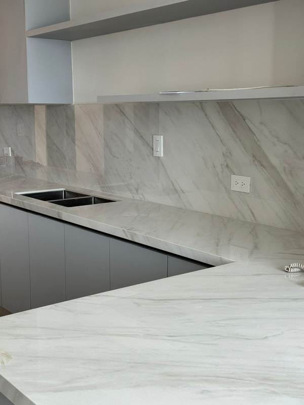 Twin modern high-rise buildings with curved balconies Pacific Village Panama