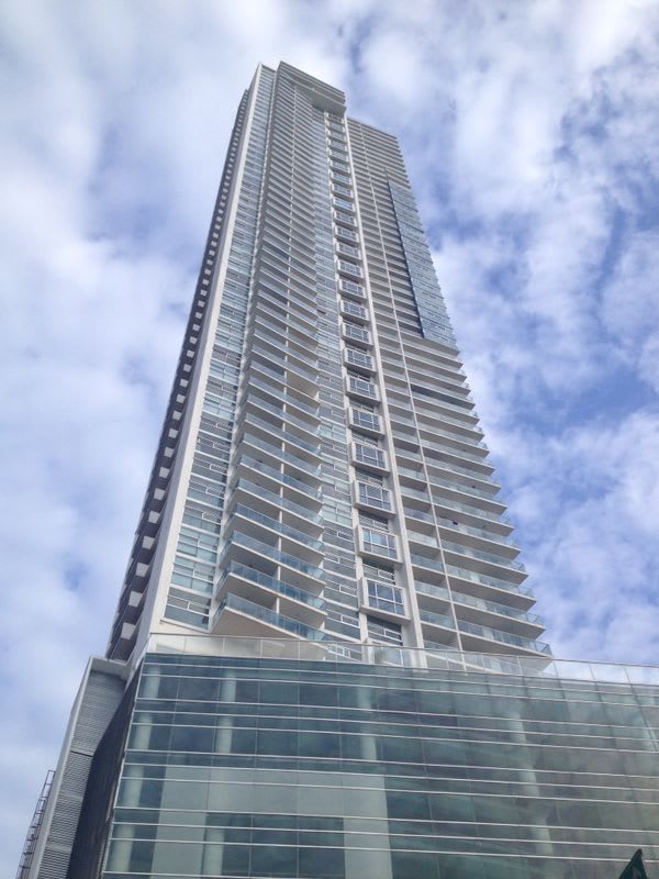 Bathroom with glass enclosure and upscale finishes PH White Tower Avenida Balboa Panama City