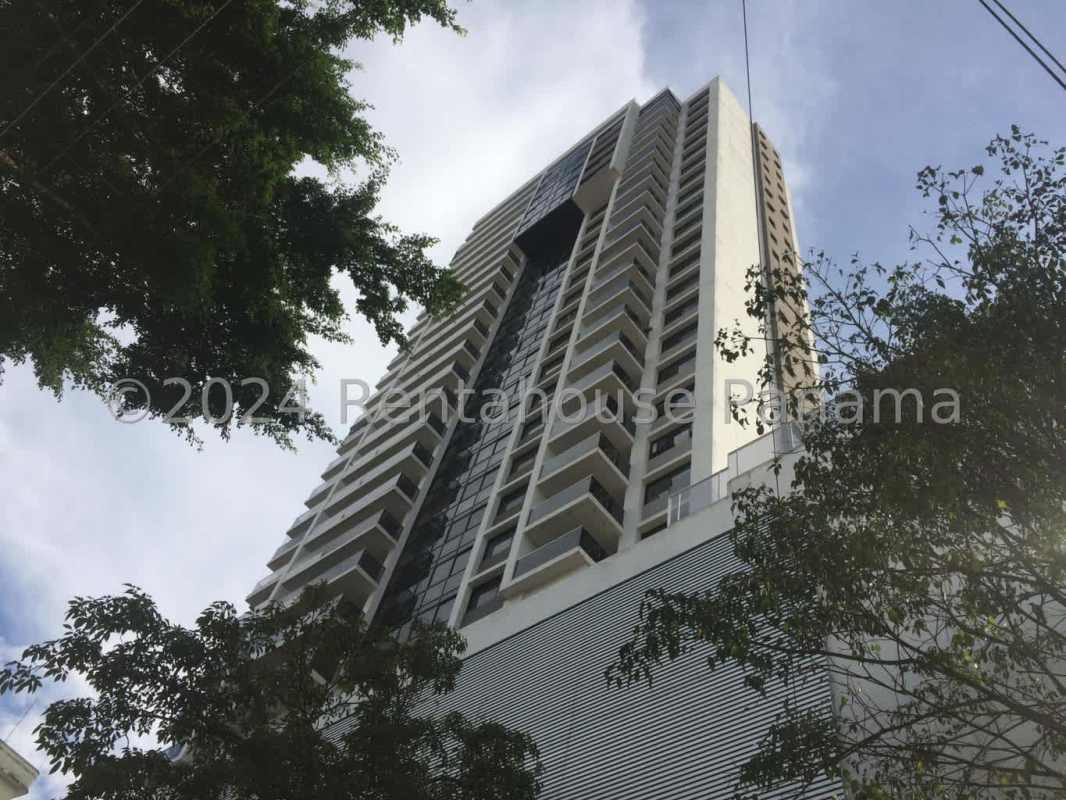 High-rise condo tower PH Elmare modern facade balconies El Cangrejo Panama City
