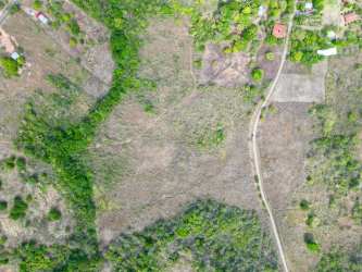 Aerial of 4.3 hectare titled farmland with dirt road access in San Carlos Panama