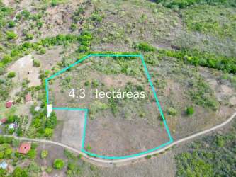 Aerial view of titled farmland plots with dirt road access Cerro Gordo San Carlos Panama