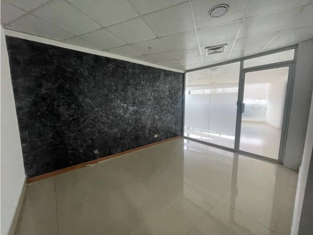 Office space with frosted glass partition wall inside F&F Tower