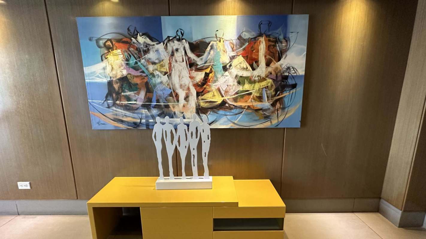 Reception lobby at PH Miro with modern decor and glass walls El Cangrejo Panama