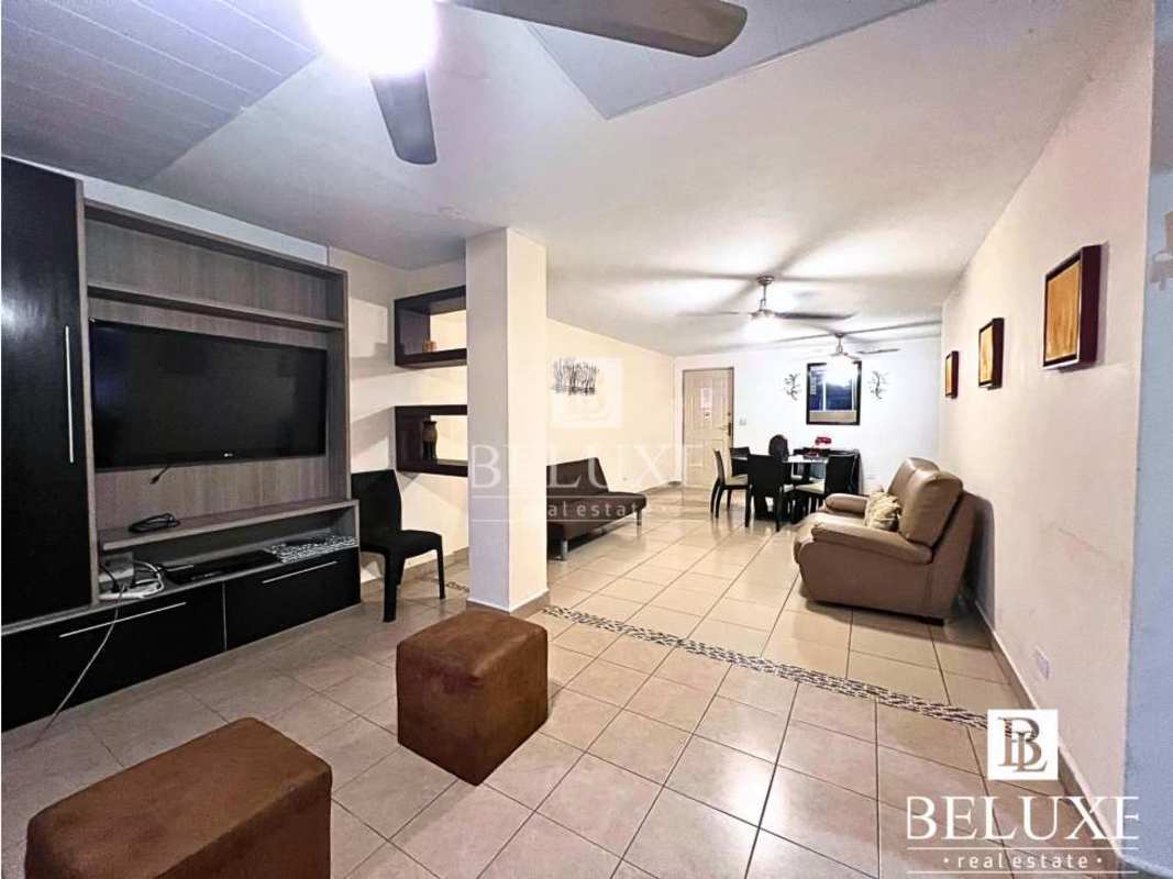Contemporary open plan apartment with tile floors and dining in Betania Panama