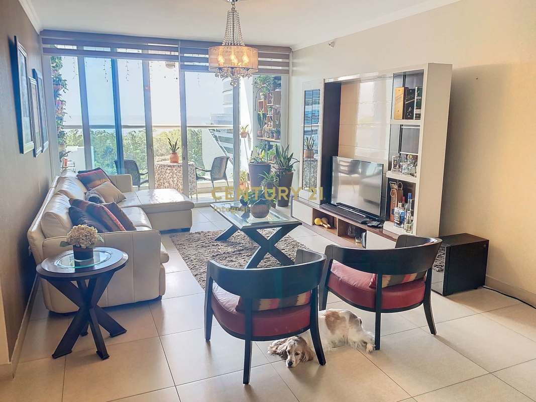 Spacious living room with large windows balcony view PH Costa del Este Panama
