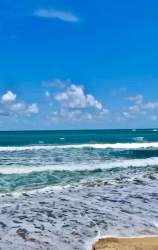 Scenic Caribbean beach with clear gentle waves under sunny tropical sky Palenque Panama