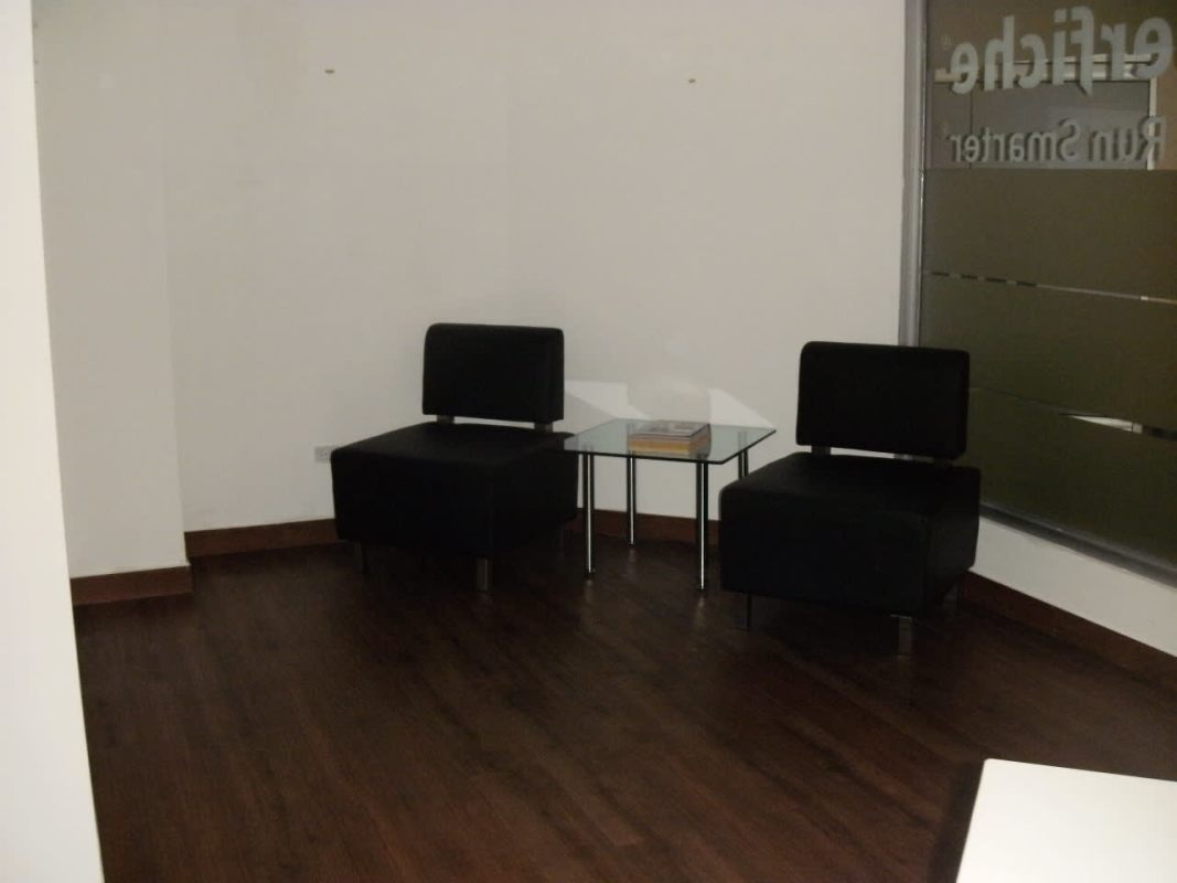 Waiting lounge corner in modern commercial office with minimalist design
