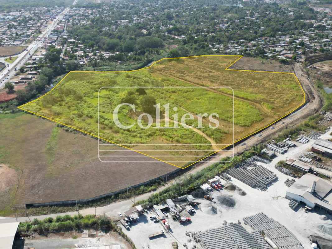 Flat development land for sale in Pacora Panama outlined in yellow close to main road access