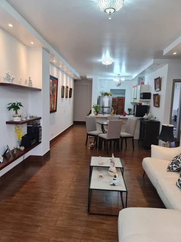 Contemporary apartment open layout living dining kitchen Costa Sur Panama