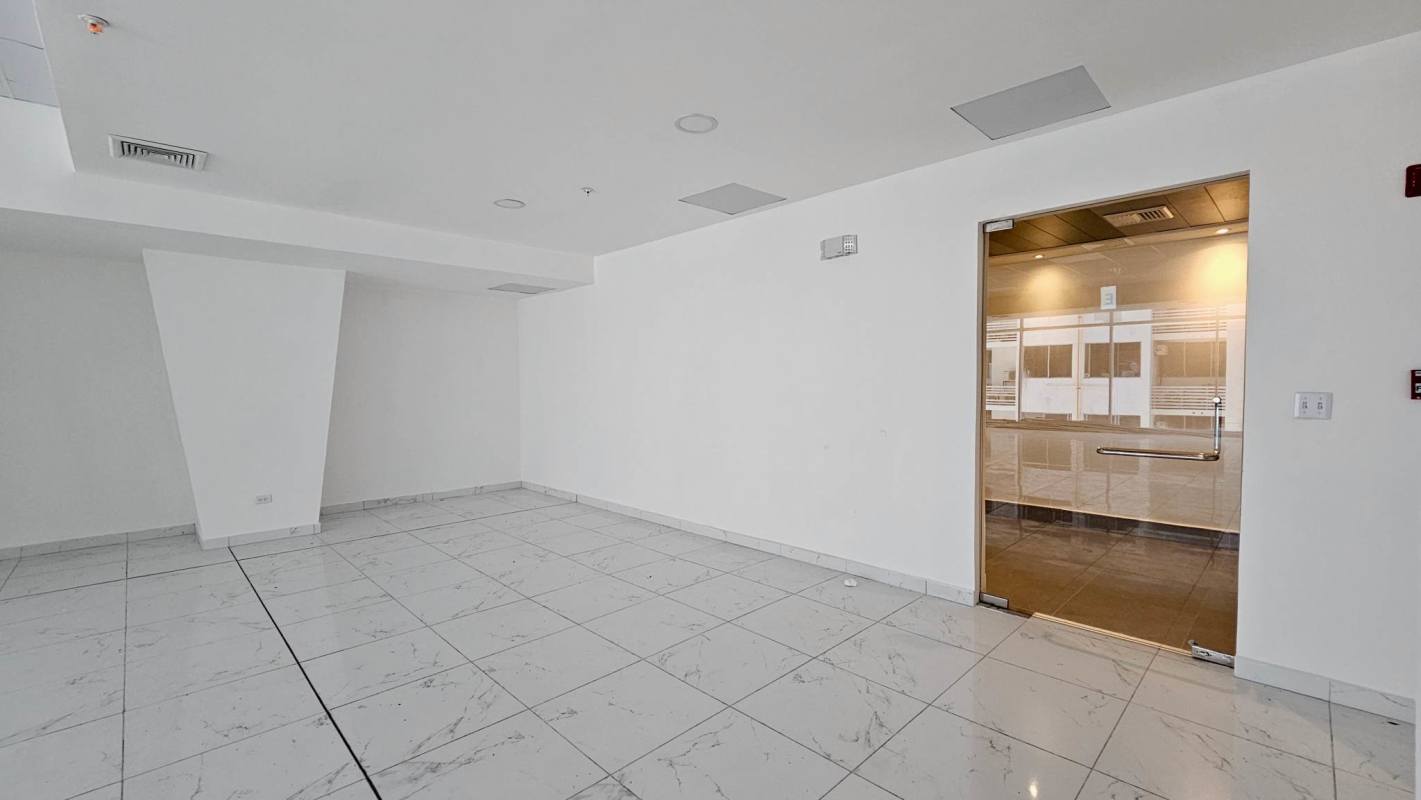 Modern interior empty office space with ceramic tile floor in Sortis Business Tower Panama City