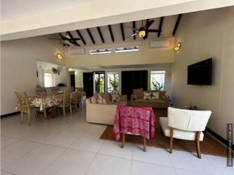 Luxury bathroom with double sinks tiled walls Resort rental Farallon Panama