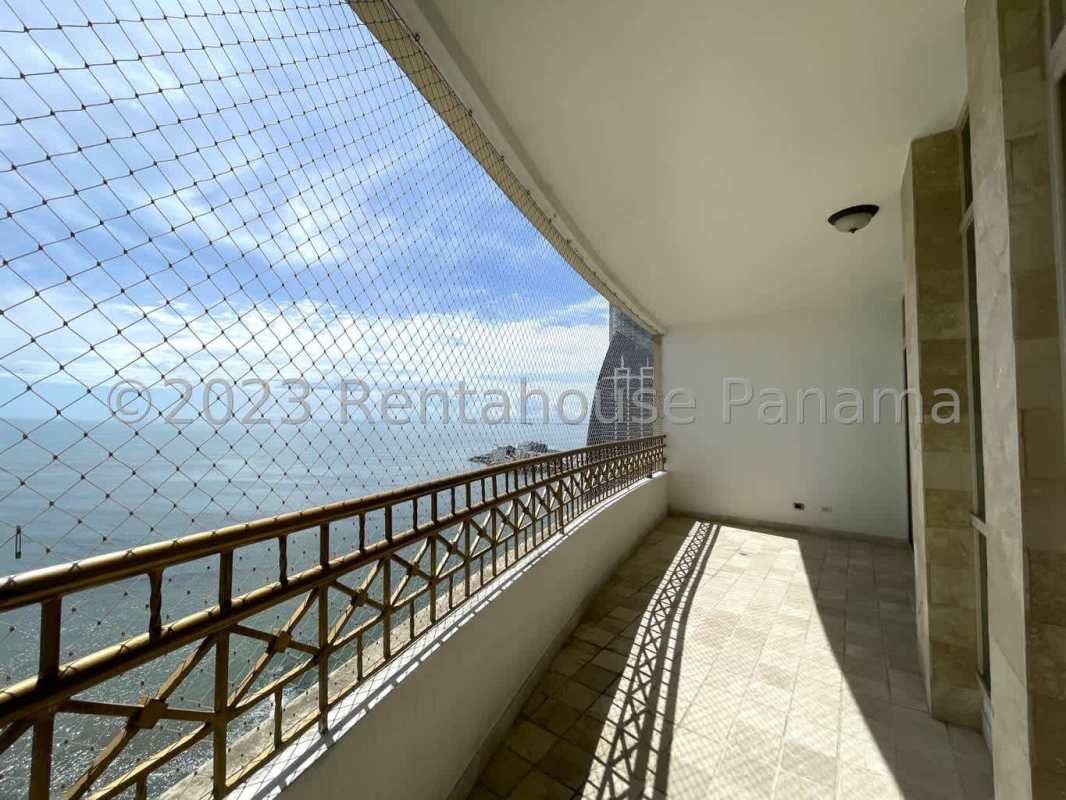 Bedroom featuring marble floors, ensuite bathroom, ocean views in PH Pacific Point Punta Pacífica Panama