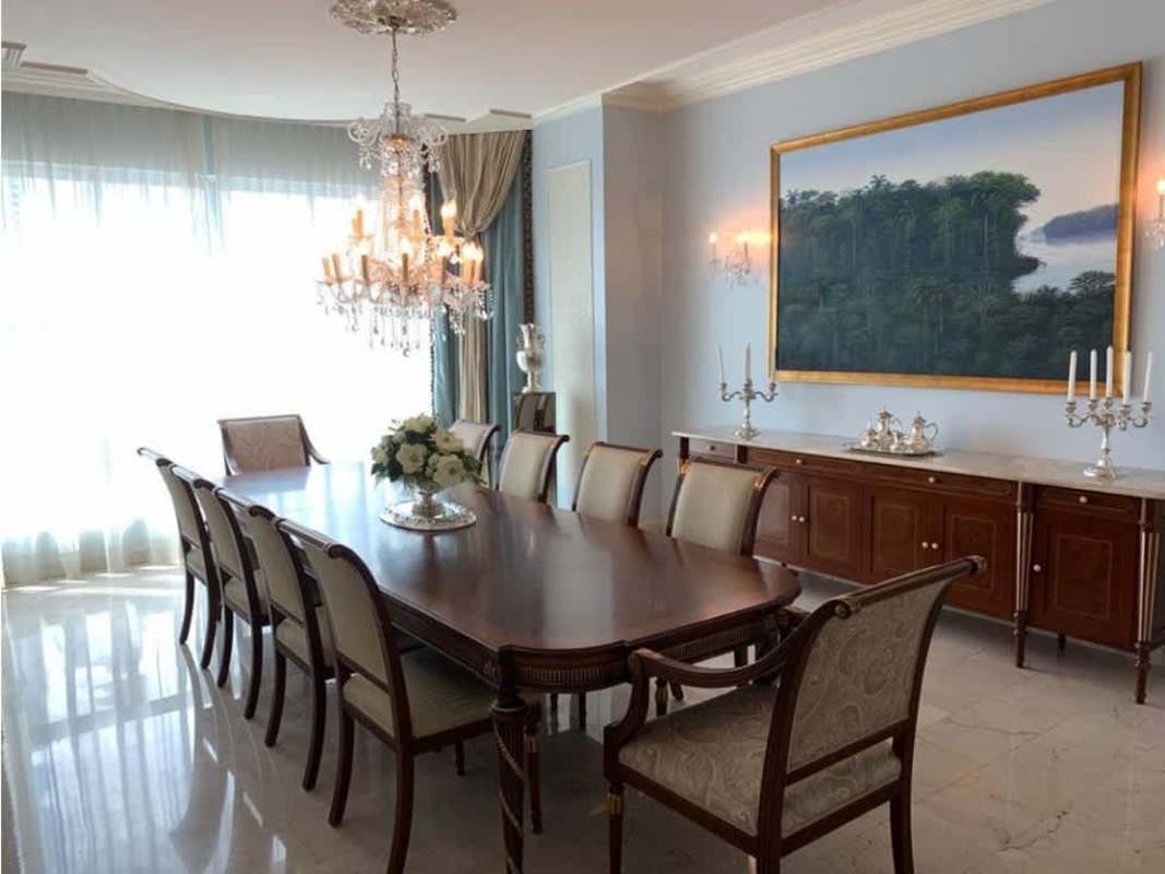 Luxury kitchen with granite countertops and custom cabinets in PH Bahia Esmeralda penthouse Marbella Panama