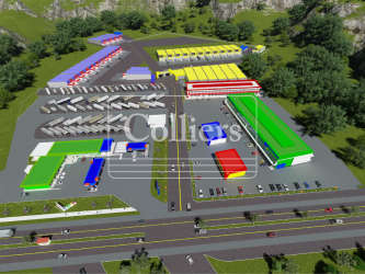 Outlined aerial view commercial logistics border site Paso Canoas Panama
