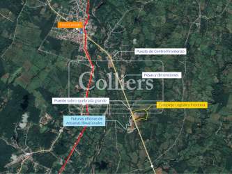 Satellite annotated map of Global Logistic Zona Franca border hub Paso Canoas Panama