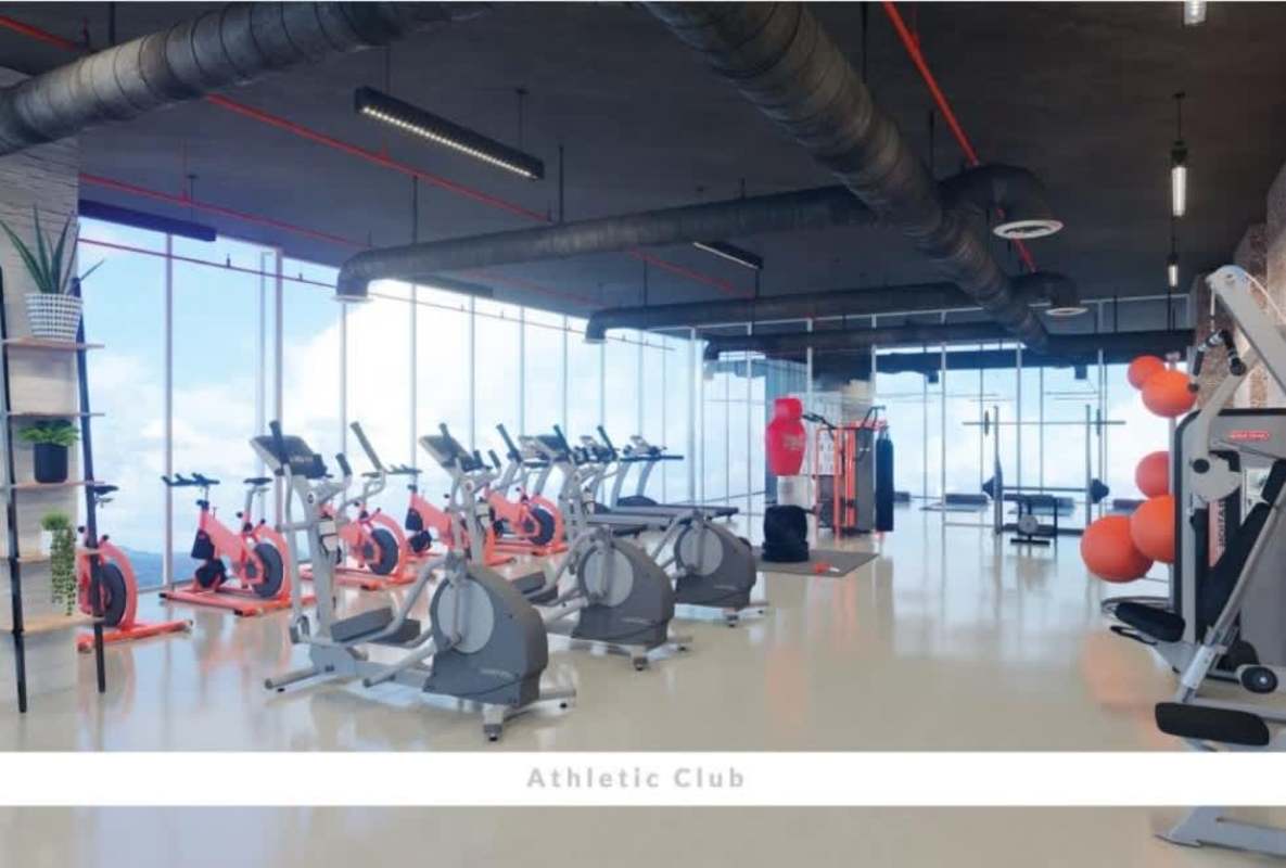 Modern panoramic gym with skyline views at Generation Tower Costa del Este Panama