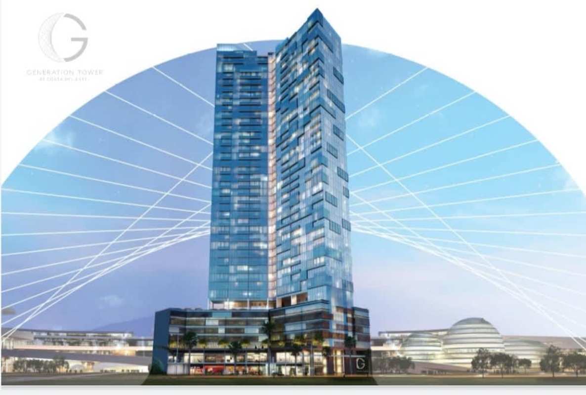 Modern glass facade skyscraper Generation Tower in Costa del Este Panama