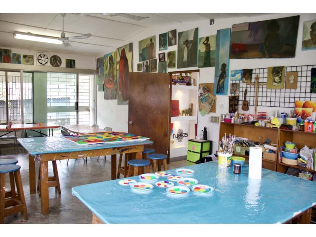 Eclectic interior with artwork and furniture ideal for commercial residence or studio in Panama City