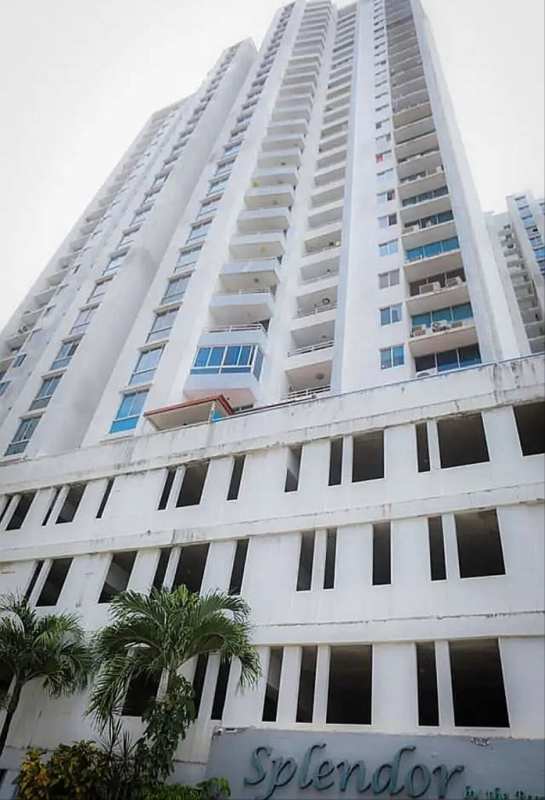 Tall apartment tower with balconies in Carrasquilla Park Via España Panama City