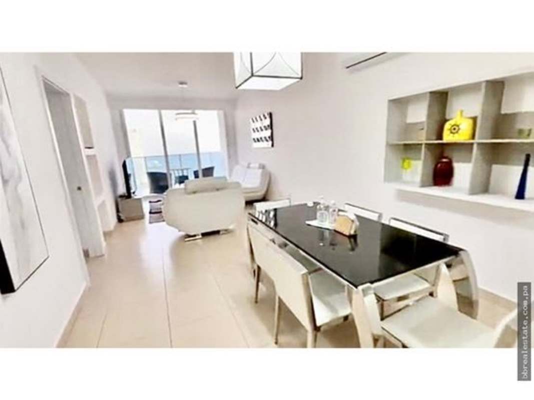 Elegant bathroom with glass-enclosed shower and vanity in PH White Tower Panama City