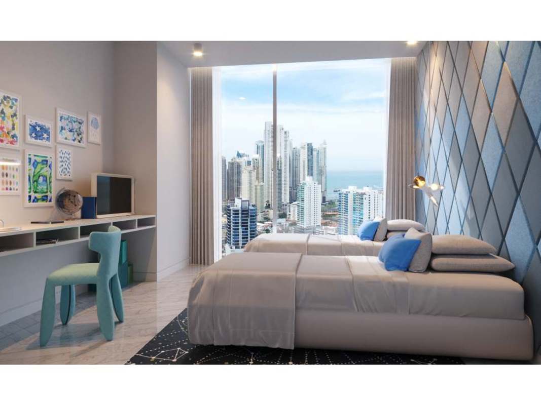 Modern artistic lobby with marble floors sculpture gold details Wanders & YOO Panama