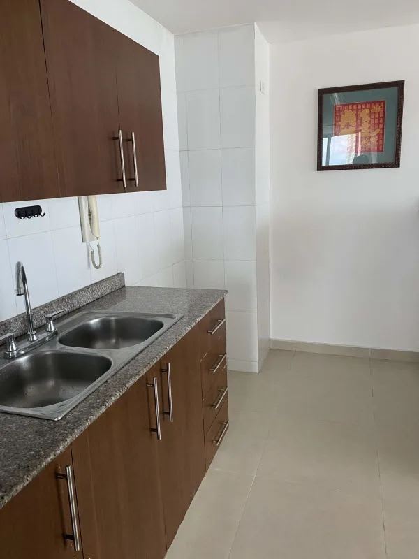 Functional modern kitchen with granite counters, wooden cabinetry in PH Green Point San Francisco Panama