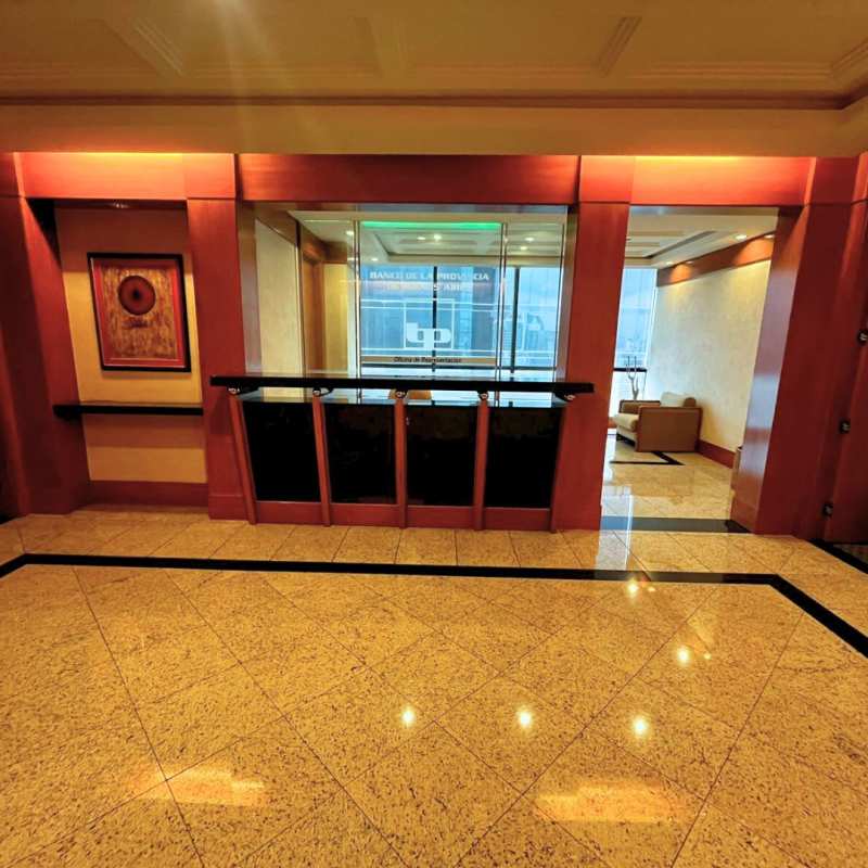 Elegant reception lobby with concierge PH Plaza Banco General in Obarrio financial center Panama City