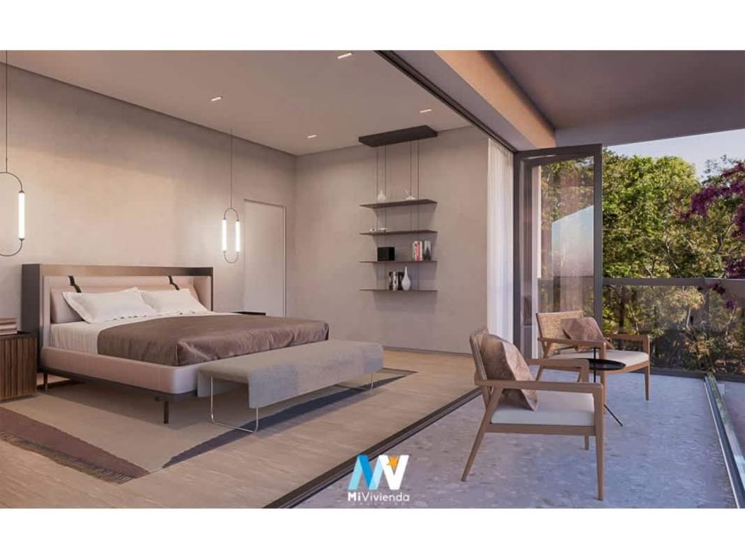 Spacious bedroom with balcony access, floor-to-ceiling glass, scenic ocean and Canal views PH Passage Panama