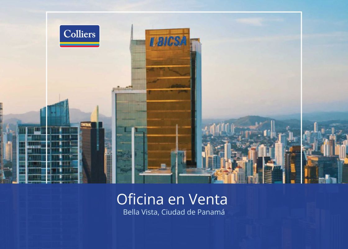 Panama City modern skyline with PH BICSA and Hilton Panama at sunset