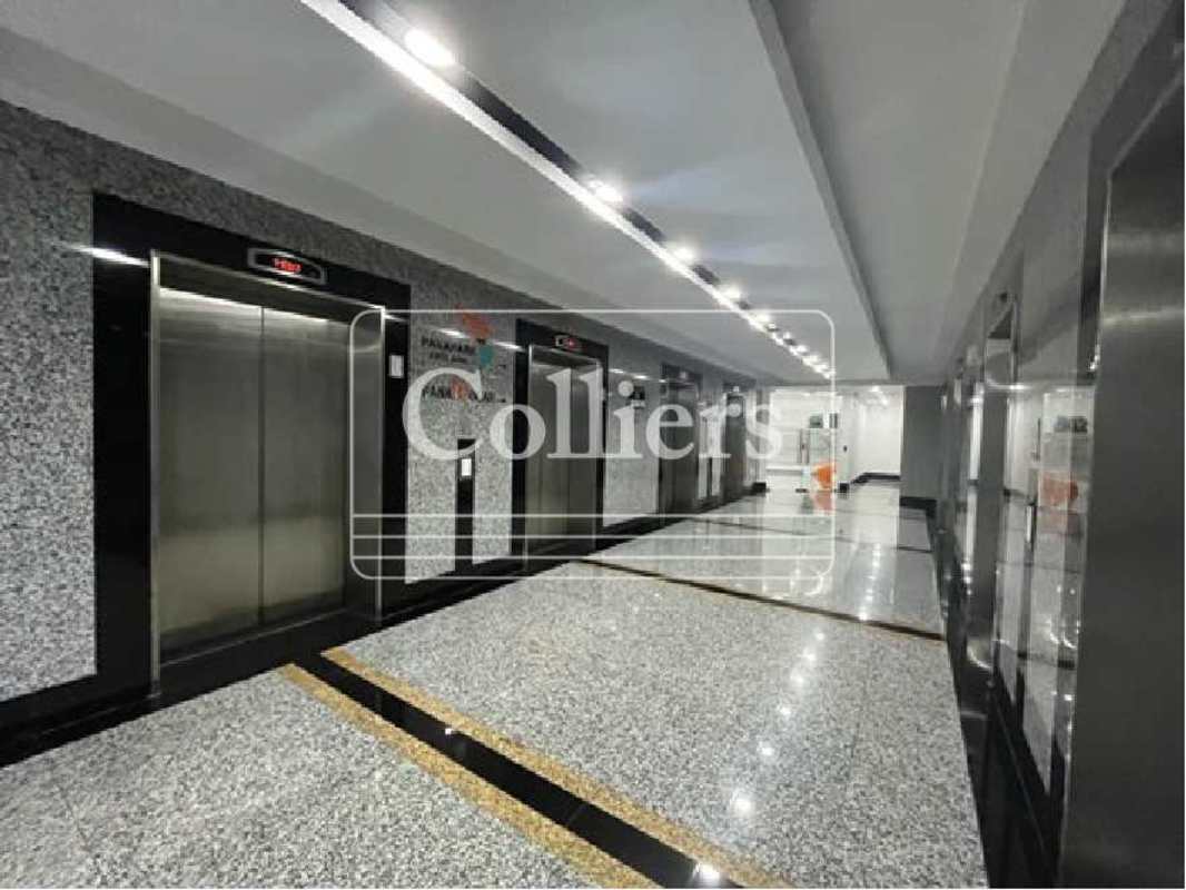 Luxurious granite lobby with multiple elevators in PH BICSA Tower Panama City