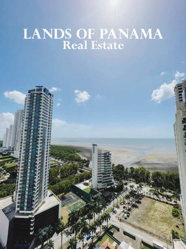 Double height luxury lobby with reception and sitting area at PH Parkside in Costa del Este Panama