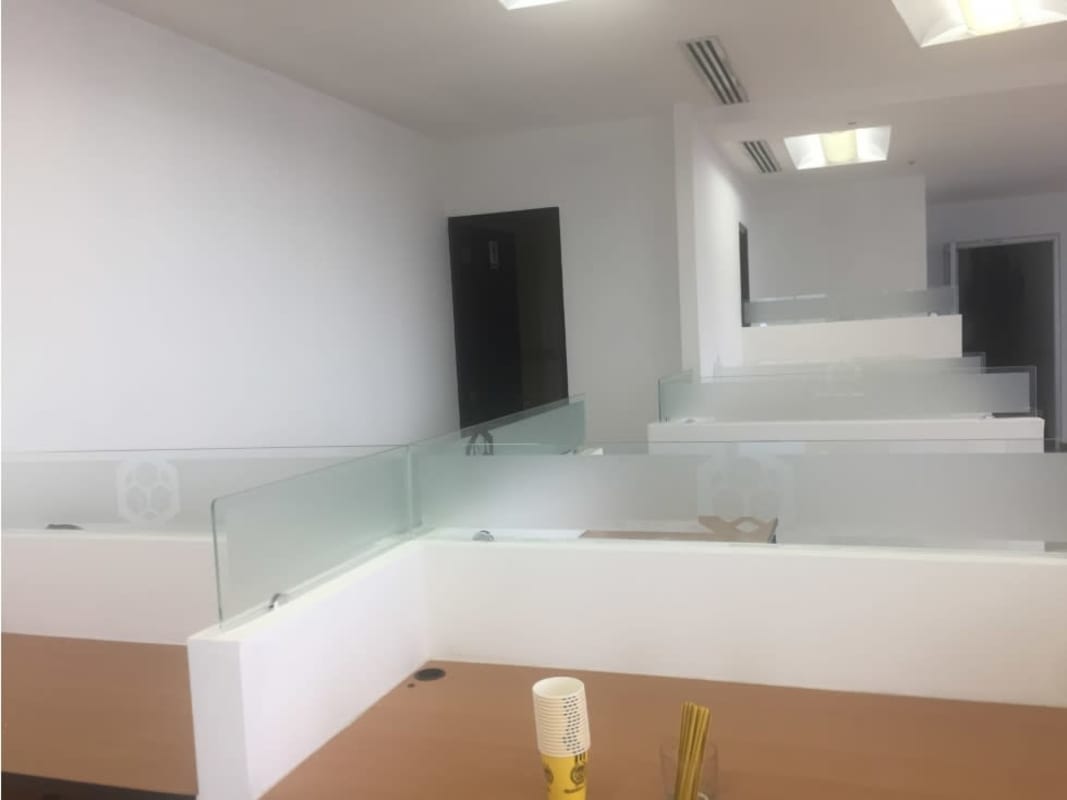 Fully furnished modern office space with large windows Panama City