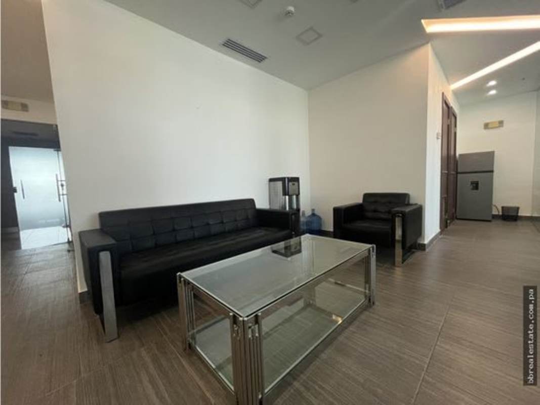 Private office with glass walls, desk, large window city view in Financial Park Costa del Este