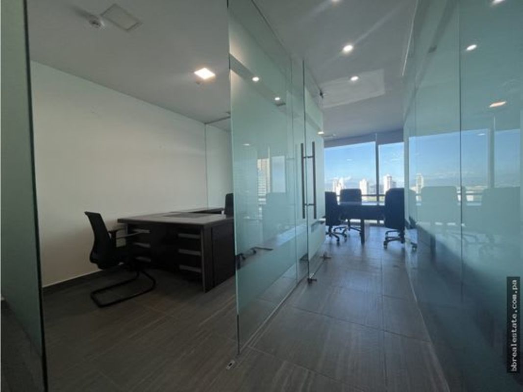 Conference area panoramic city skyline large table Financial Park Tower