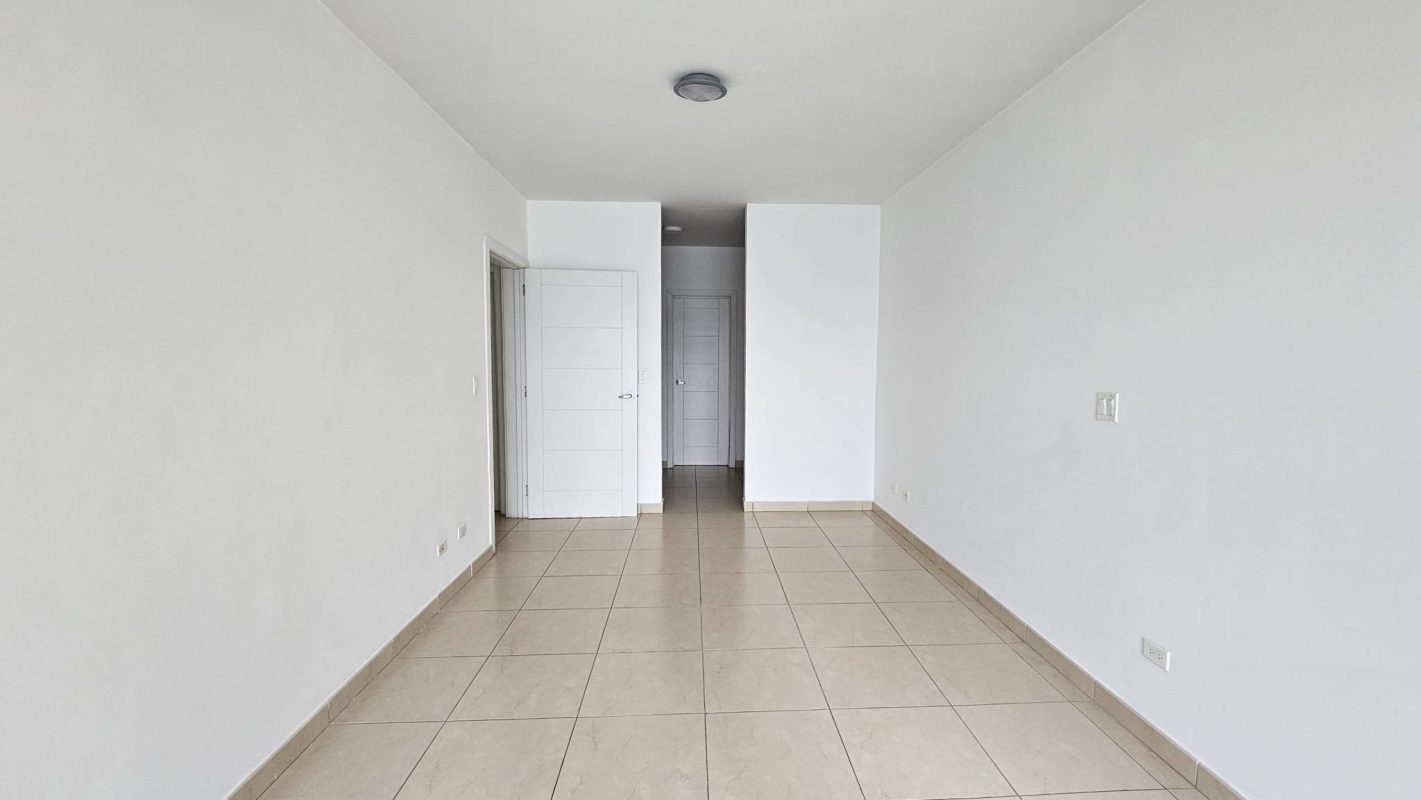 Double height modern lobby with marble floors at Oasis on the Bay Punta Pacifica Panama