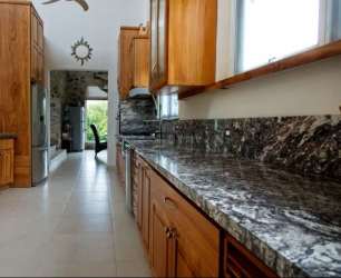 Double height open living space A-frame modern villa Punta Barco Panama