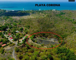 Aerial showing land plots near Pacific coast beach Playa Corona for sale in Panama