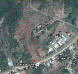 Outlined aerial view of property near Inter-American highway with commercial zones Divisa