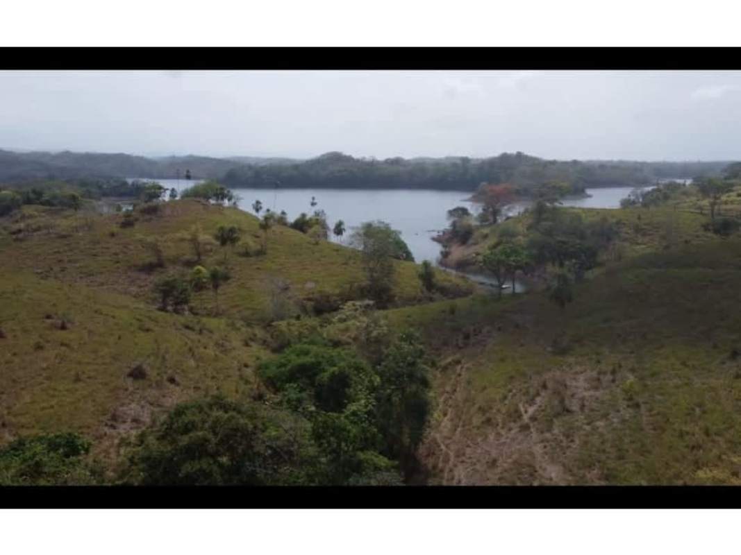 View of natural protected cove ideal for boat docking on titled parcel Bayano Lake Panama