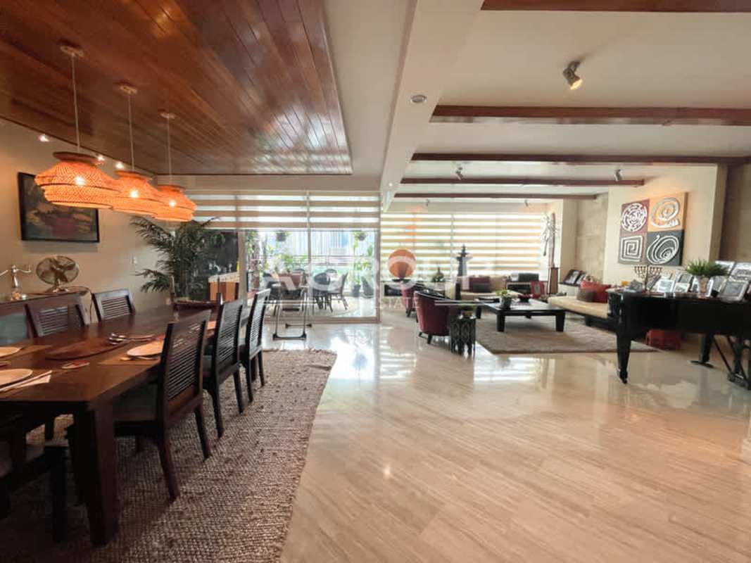 Elegant living dining room marble floors large windows piano PH Peninsula Punta Paitilla Panama City