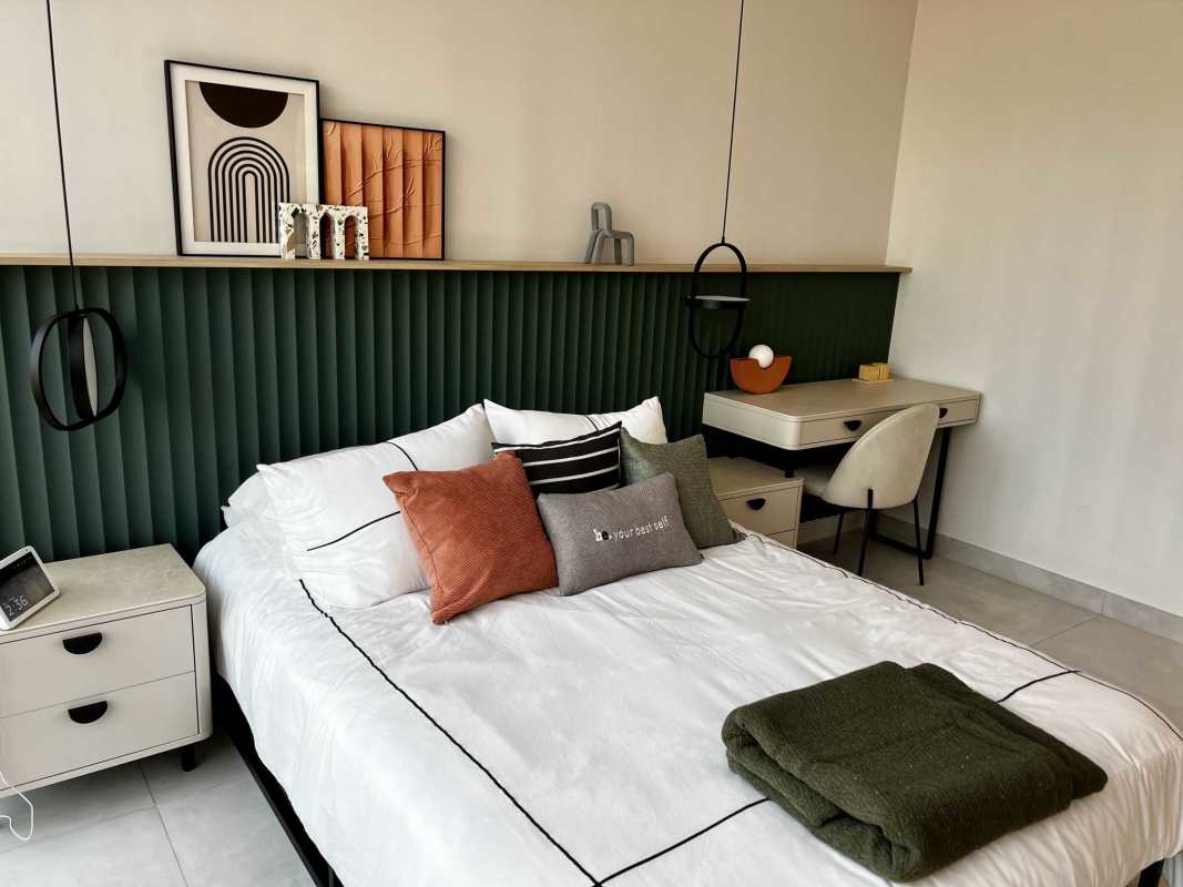 Modern high-rise residential glass tower in Costa del Este Panama City