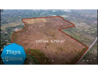 Aerial image of large 110-hectare land outlined for sale near Playa Blanca and Rio Hato Airport