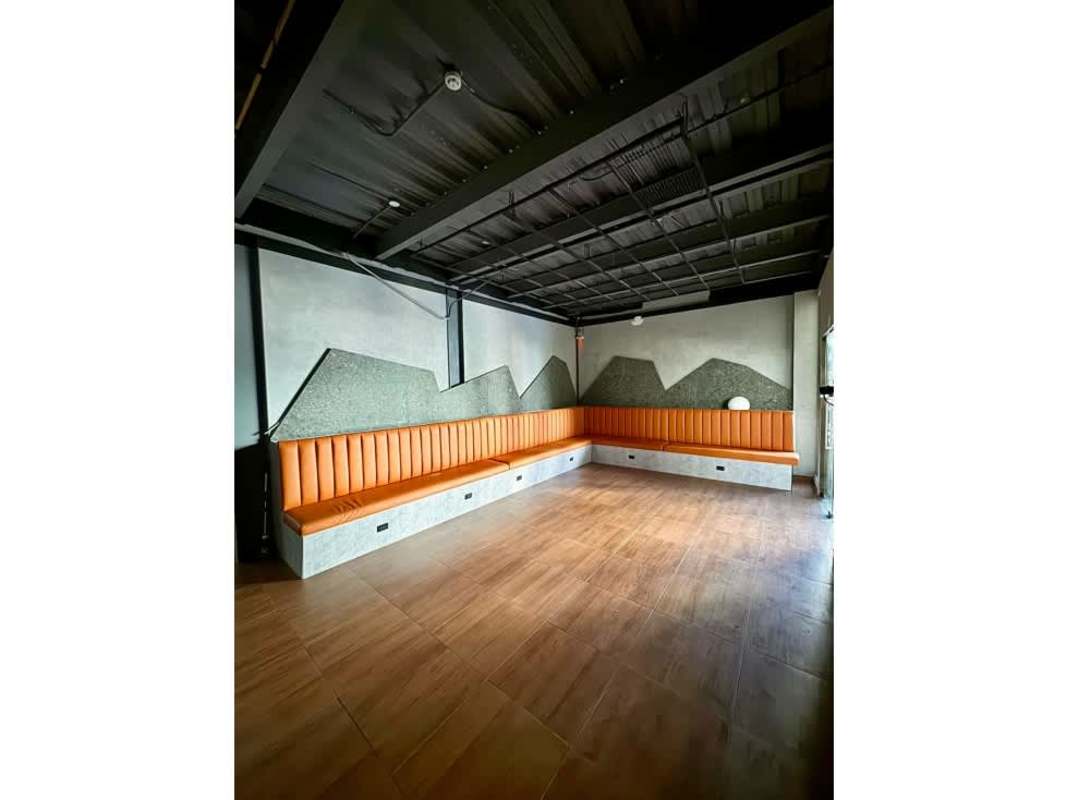 Small white storage room with high window and ceramic floor San Francisco commercial rental