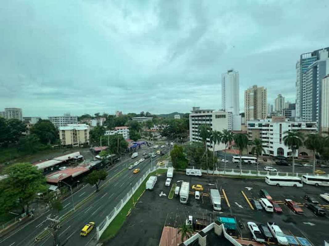 Modern lobby with elevators in PH International Business Center El Cangrejo Panama City